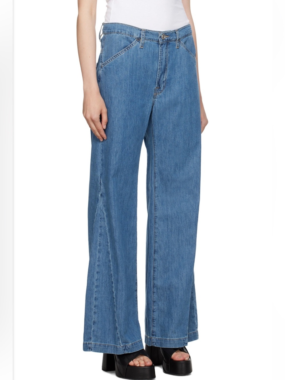 Frame Le Baggy Palazzo Denim Jean High Waist Wide Leg Flare Pant